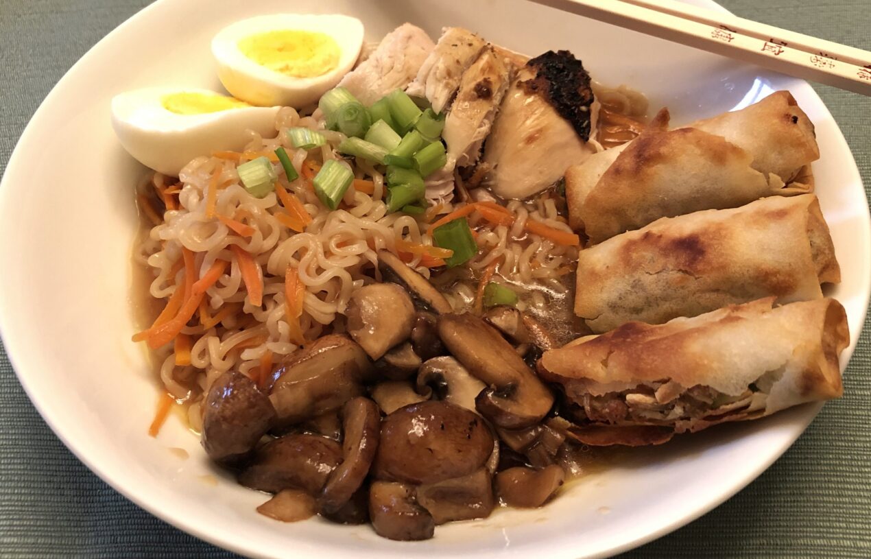 Ramen Noodle Bowl with Chicken and Mushrooms