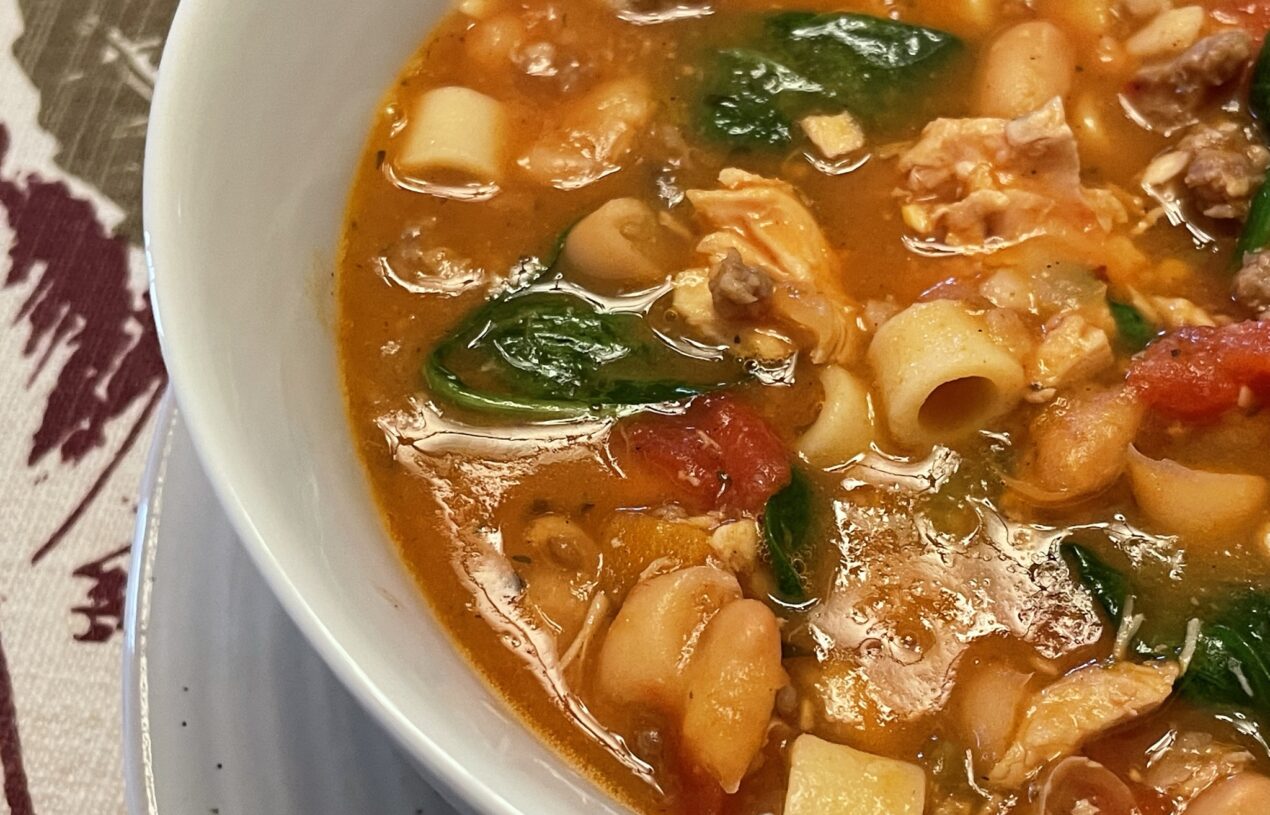 Italian Sausage and Chicken Soup with Spinach