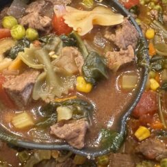 Beef and Bowtie Pasta Soup