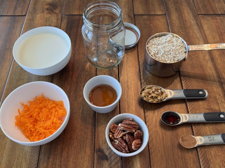 Ingredients for Carrot Cake Overnight Oats