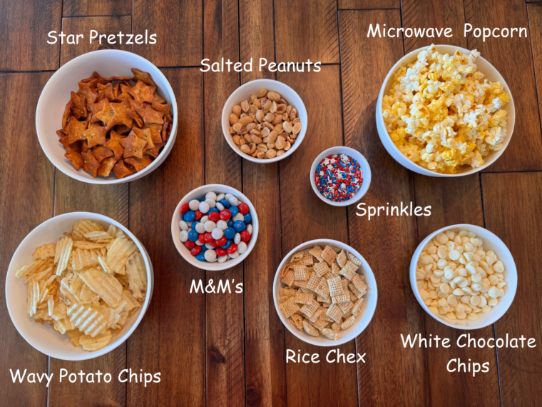 4th of July Snack Mix Ingredients