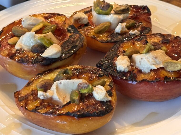 Grilled Nectarines with Goat Cheese