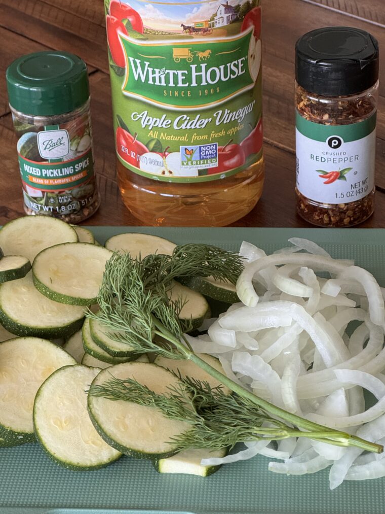 Ingredients for Refrigerator Zucchini Pickles